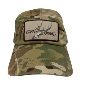 Yupoong The Classics Multicam Camo Born‎ + Raised Deer Skull Patch Baseball Hat